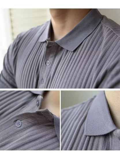 Slim Vertical Stripe Polo Shirt