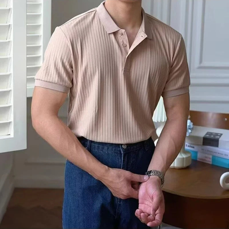 Slim Vertical Stripe Polo Shirt