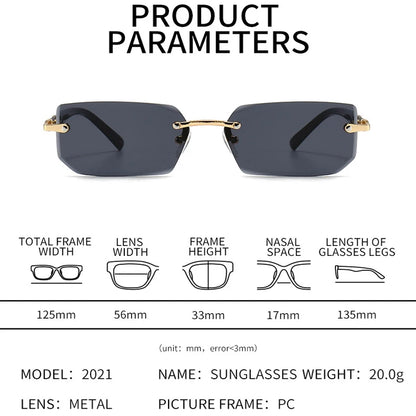 Rimless Rectangle Sunglasses Unisex