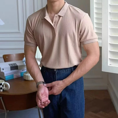 Slim Vertical Stripe Polo Shirt