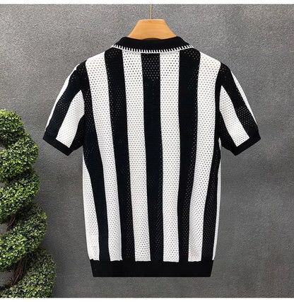 Korean Fitted Striped Polo Tee