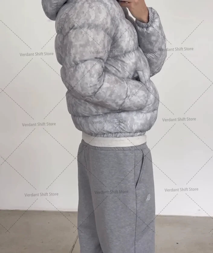 Silver Camo Hip-Hop Down Jacket