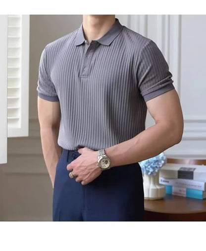 Slim Vertical Stripe Polo Shirt