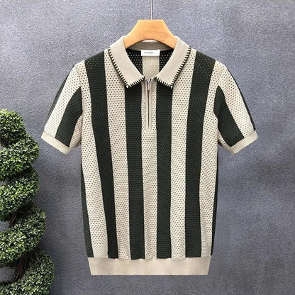 Korean Fitted Striped Polo Tee