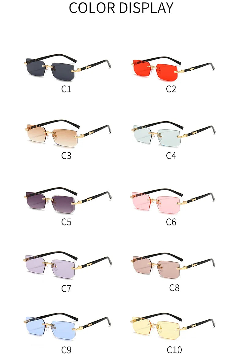 Rimless Rectangle Sunglasses Unisex
