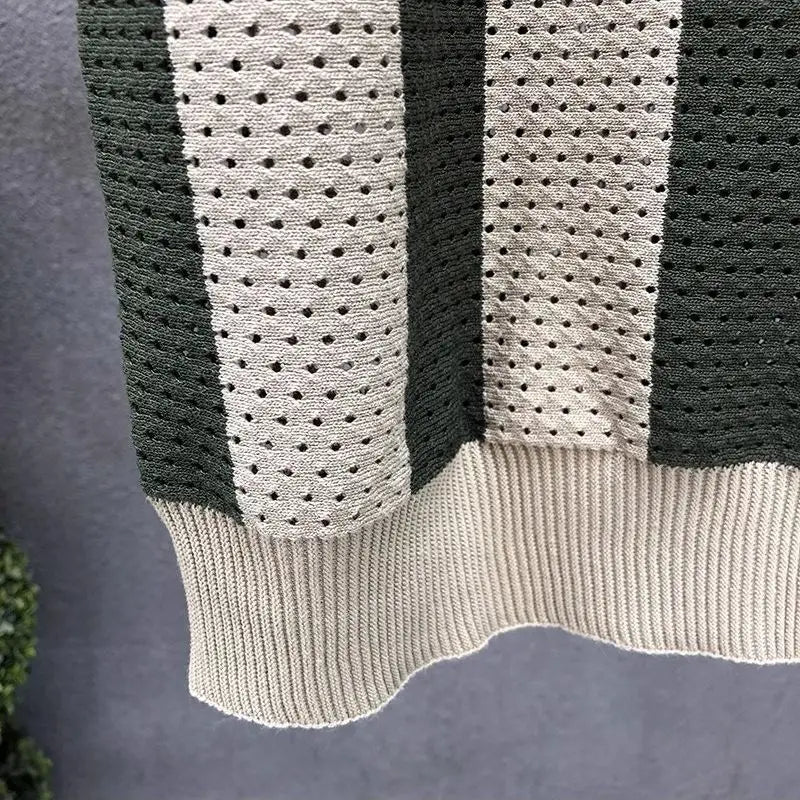 Korean Fitted Striped Polo Tee