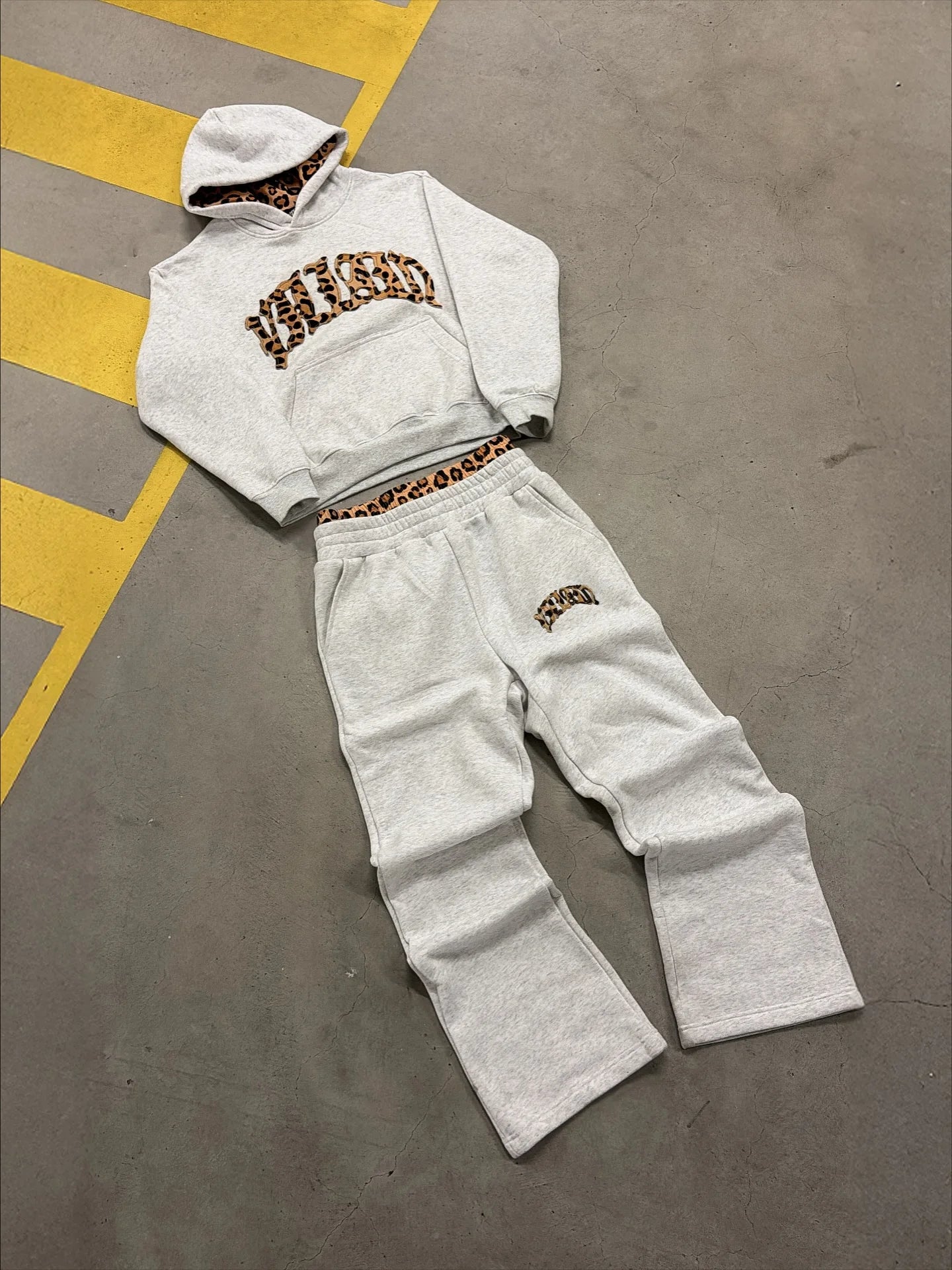 Retro Leopard Hoodie Sports Set