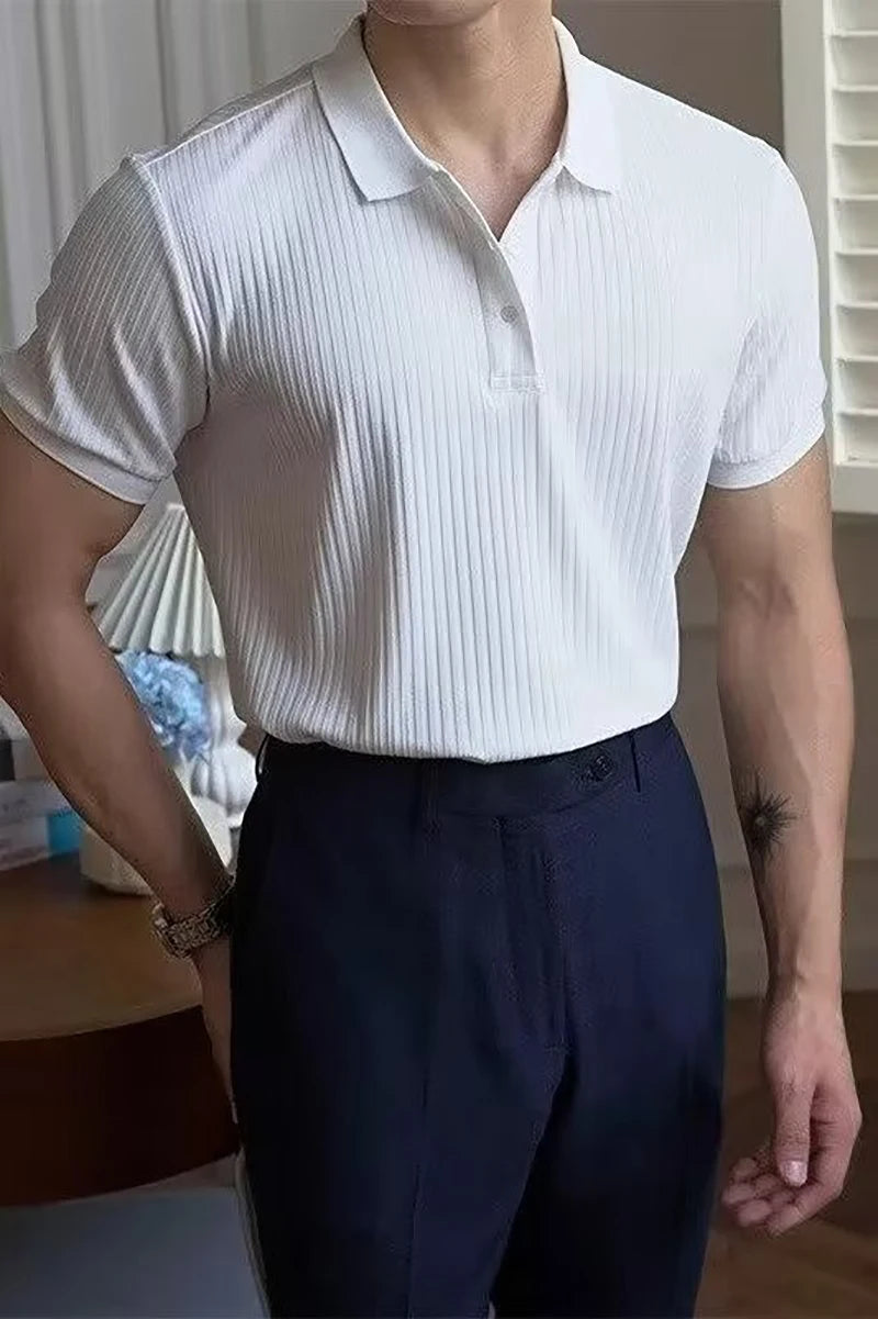 Slim Vertical Stripe Polo Shirt