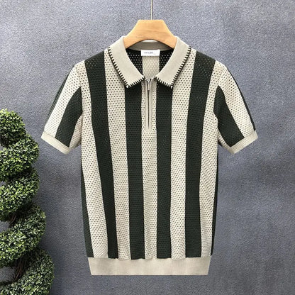 Korean Fitted Striped Polo Tee
