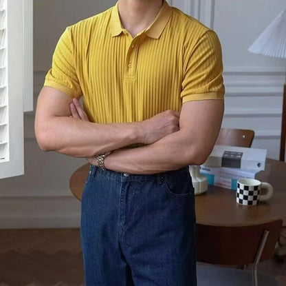 Slim Vertical Stripe Polo Shirt